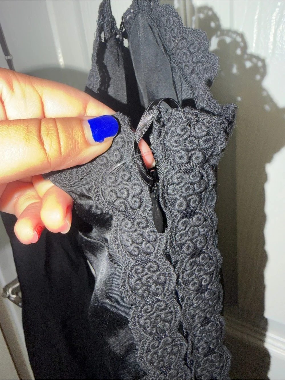 J. Crew Black Lace-Trim Slip Dress